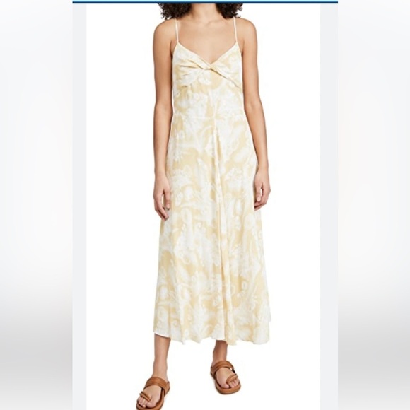 New! Vince floral knot front drape botanical print dress in bam.